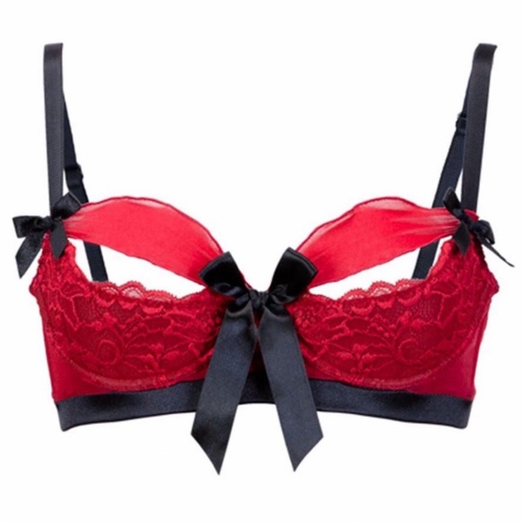 Bluebella Red and Black Lace Bra with Panties Set - Picture 9 of 15